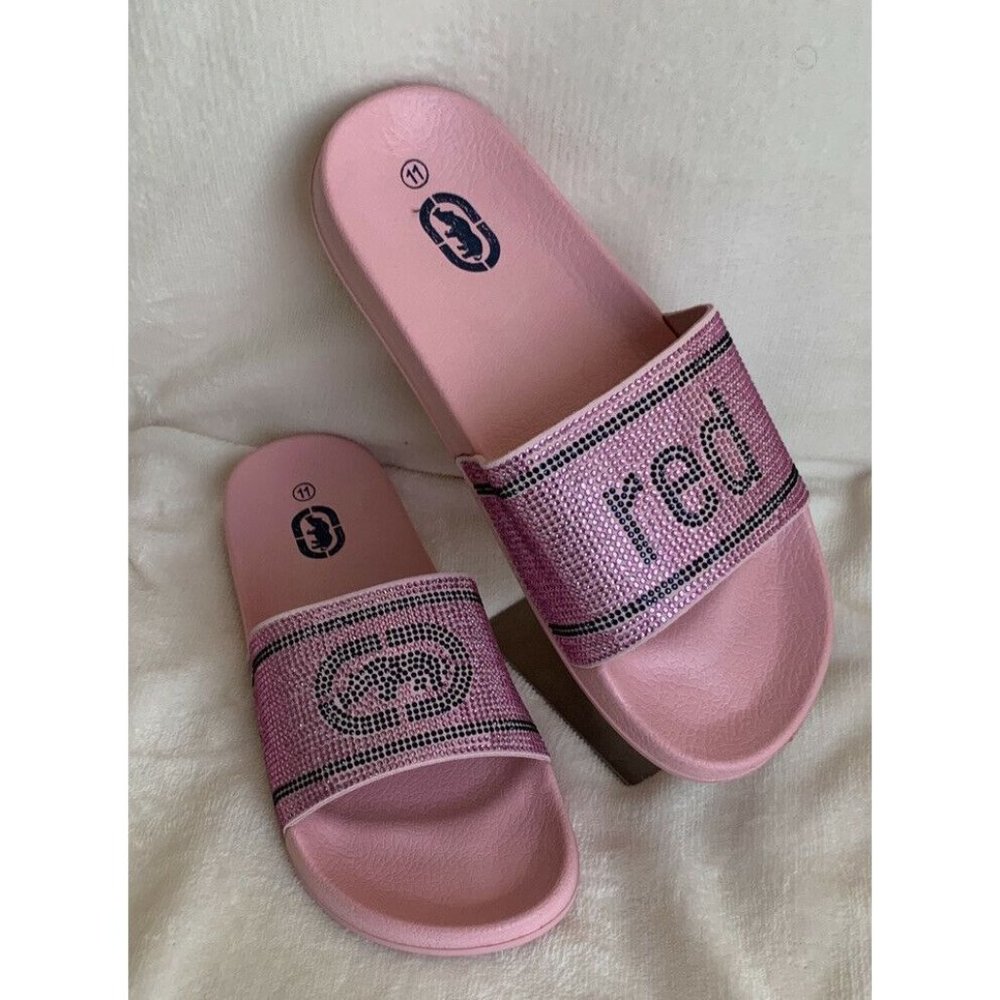 Women’s Slides Size 11 Rhino Brand Pink Blush Style ELVA -63L shiny logo